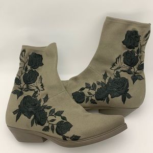 Free People Vic Matie Black Roses Ankle Boot